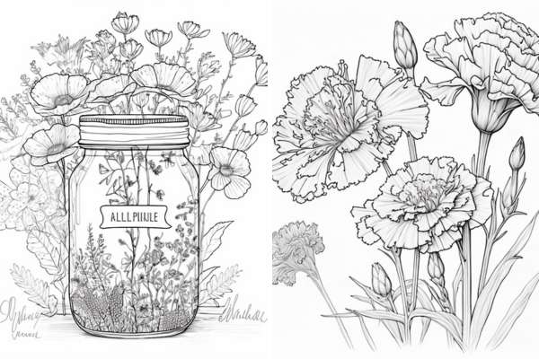 Stunning flower coloring pages for kids and adults