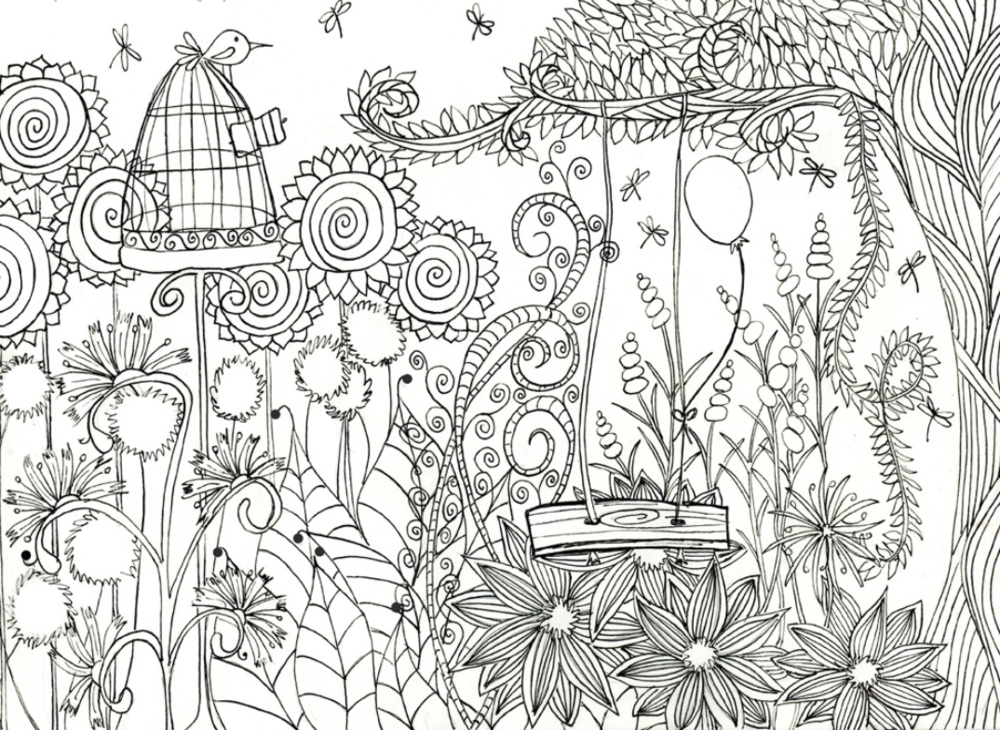 Magical flower garden coloring page