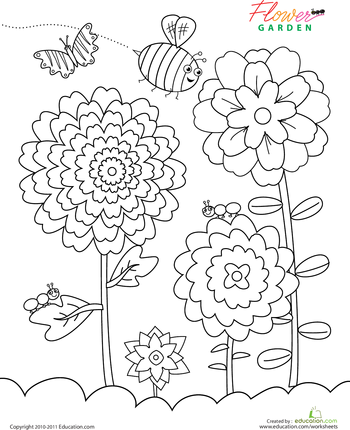 Flower garden worksheet education flower coloring pages garden coloring pages coloring pages