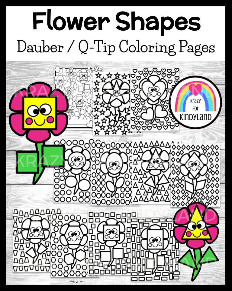 Flower shape coloring pages booklet spring summer garden in kindergarten