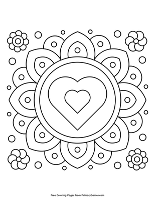 Heart flower coloring page â free printable pdf from