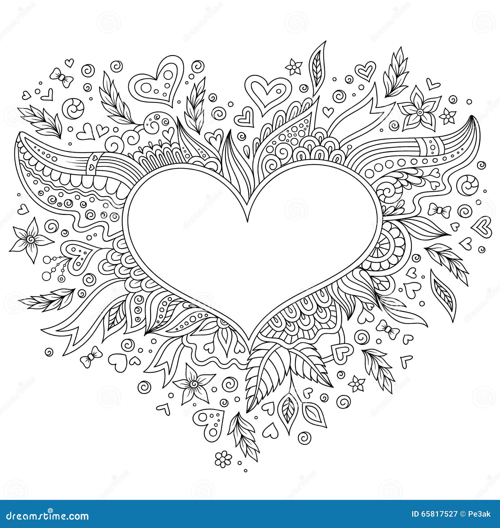 Coloring page flower heart st valentine s day stock vector