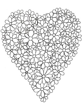 Flower heart coloring sheet page by davincis workshop tpt