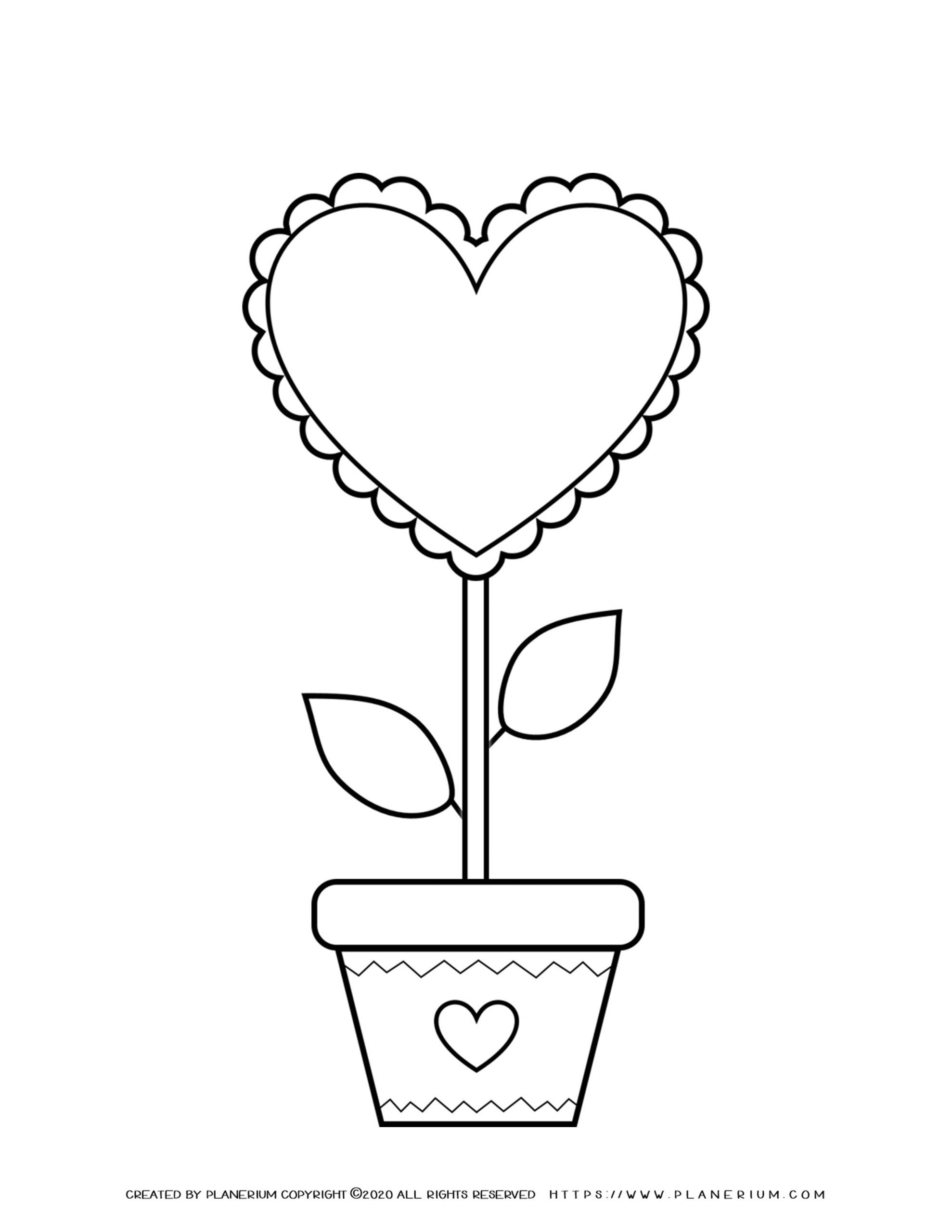 Heart flower coloring page