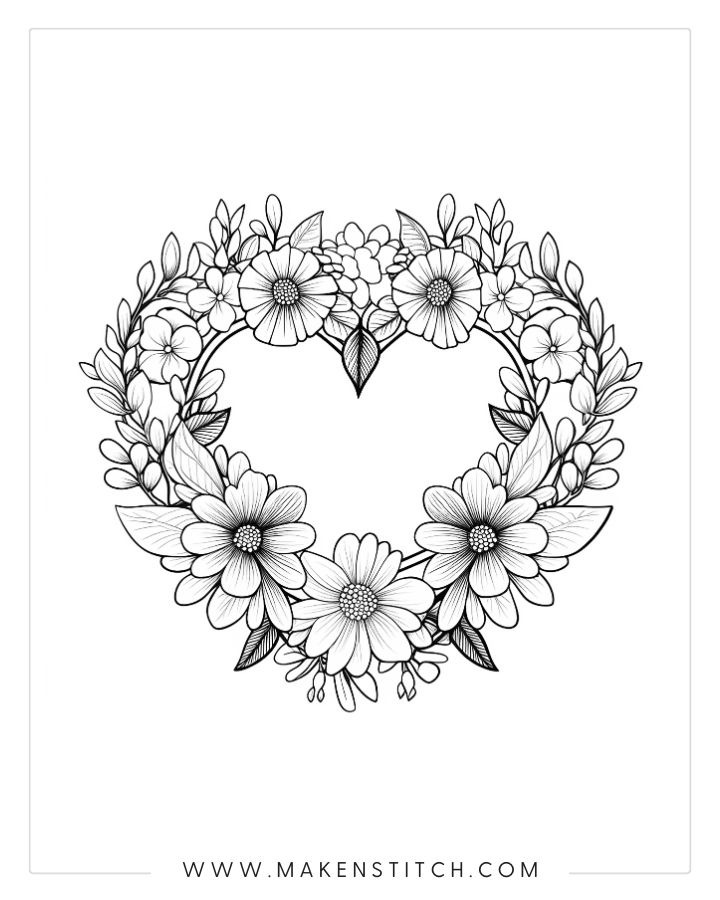 Free valentines heart coloring pages for kids and adults