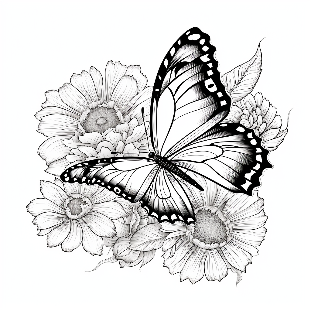 Flower butterfly coloring pages