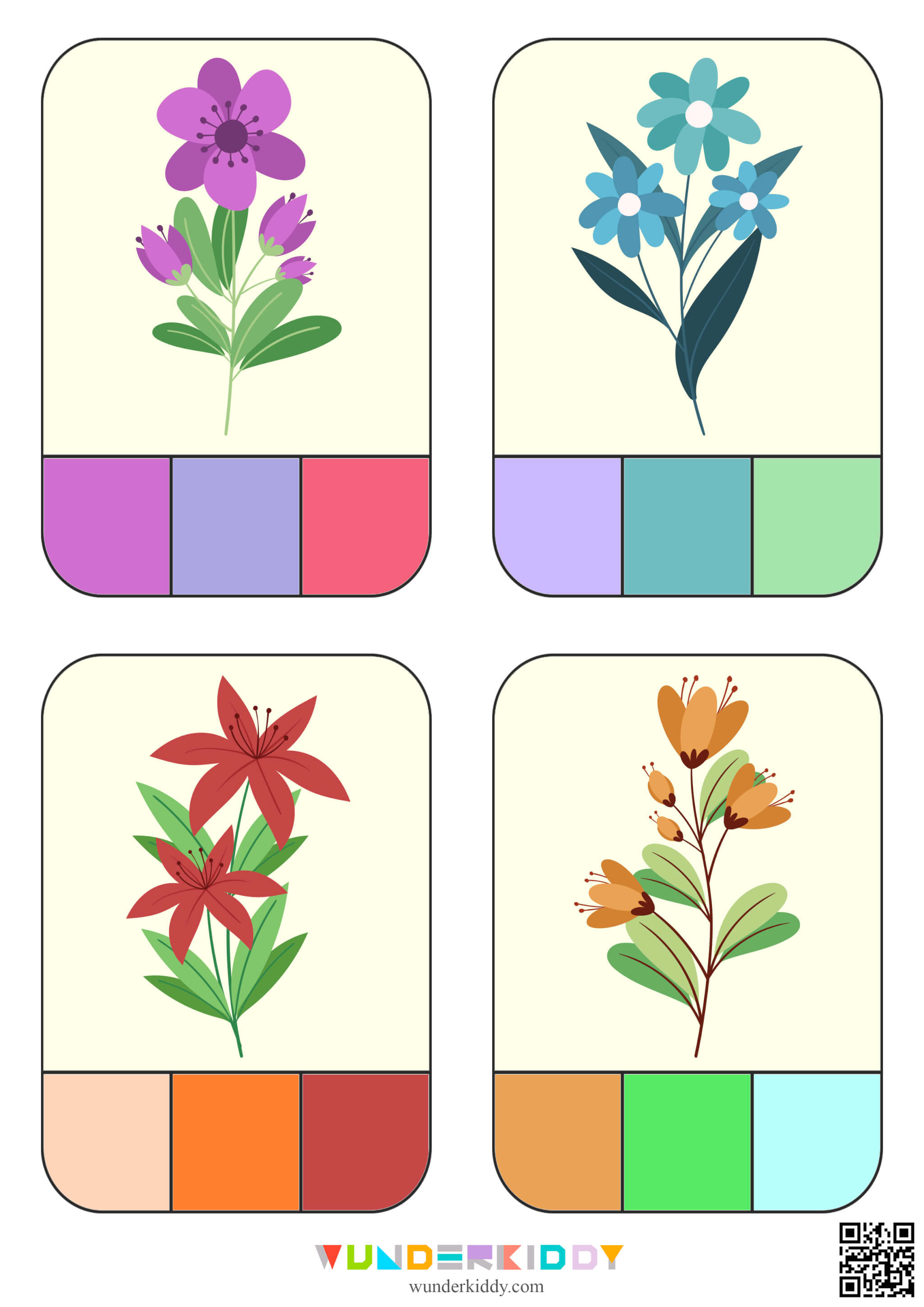 Printable clothespin flower color matching activity for kids