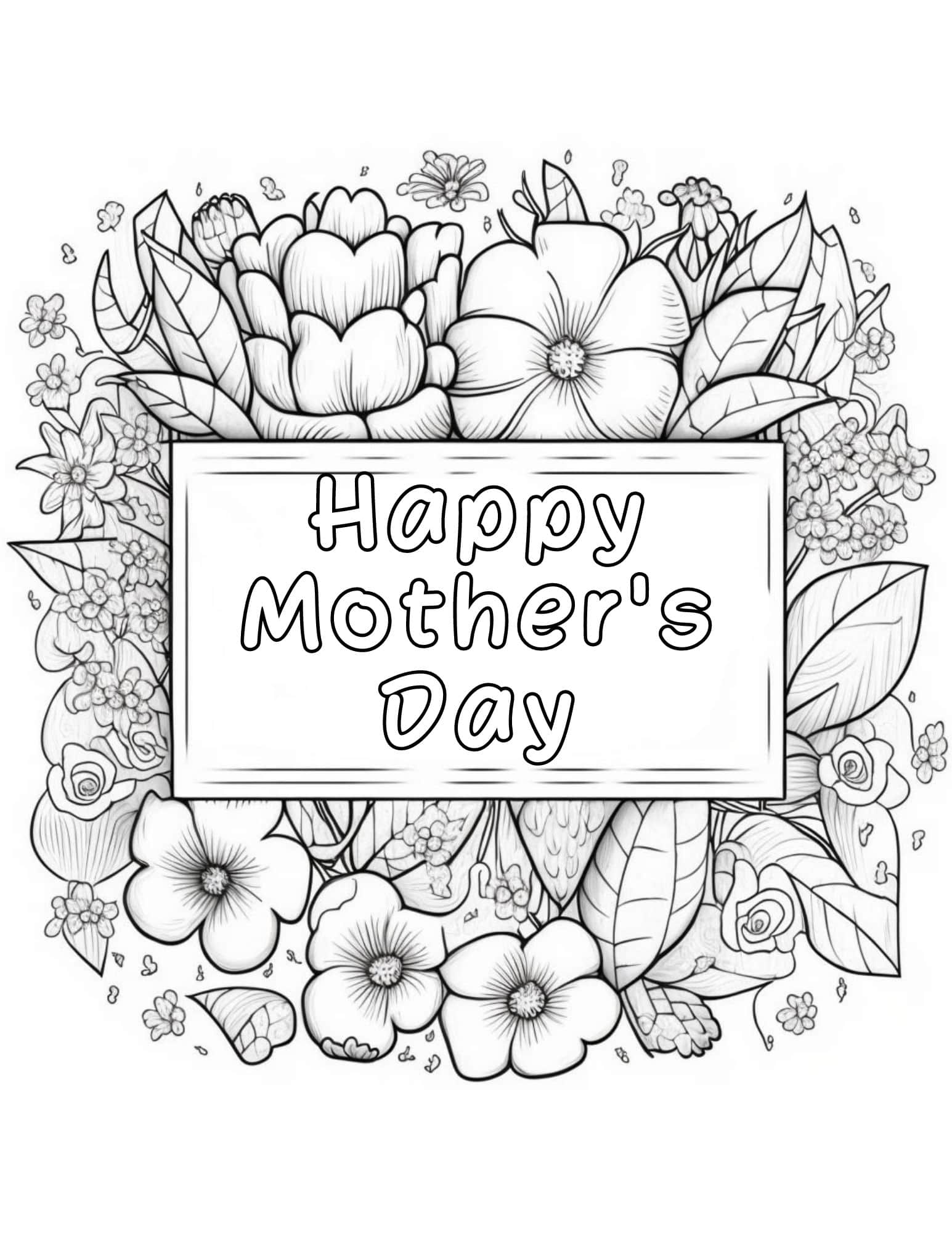 Hearty mothers day coloring pages