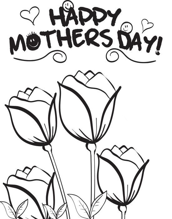 Mothers day flowers coloring pages