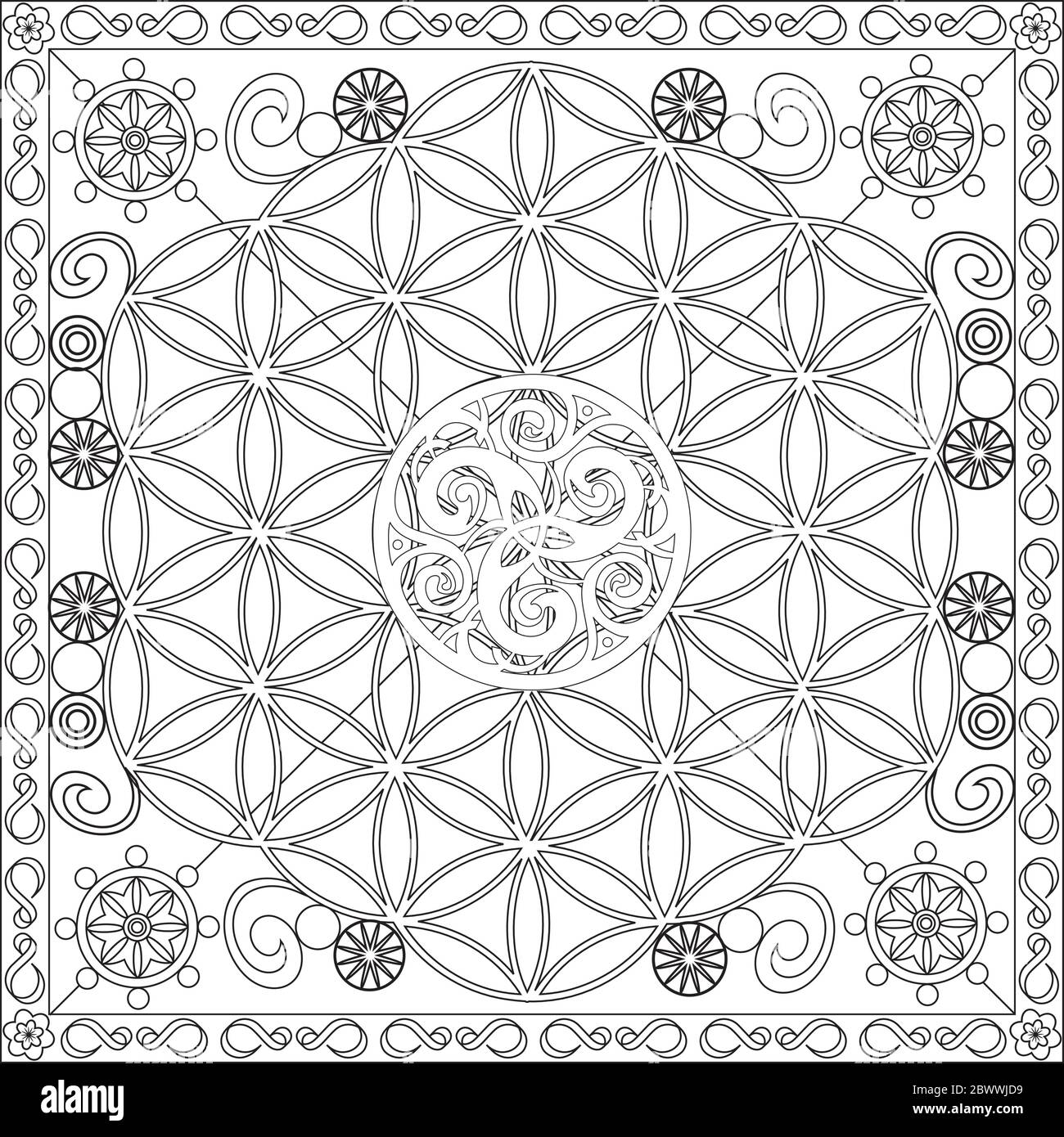 Coloring page illustration in square format