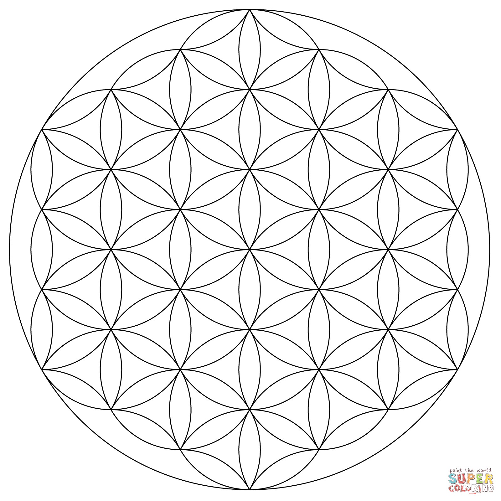 Flower of life mandala coloring page free printable coloring pages