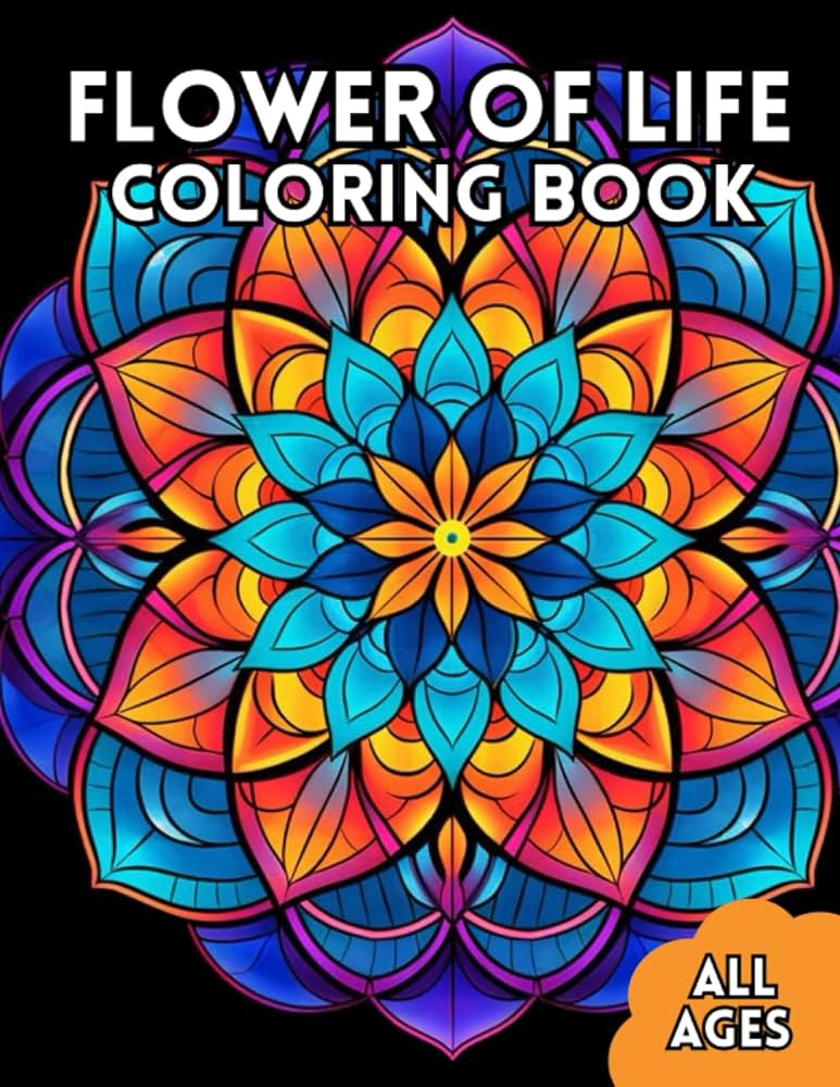 Flower of life coloring book stained glass style mindfulness relaxation coloring book for all ages kyle john books