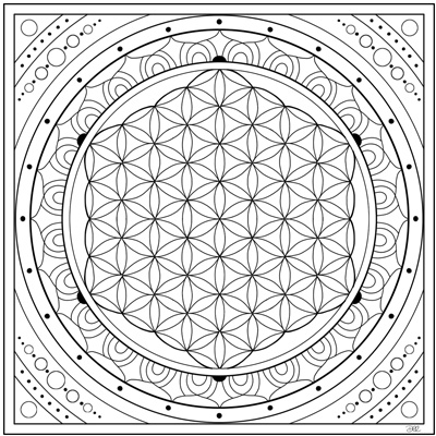 Sacred geometry flower of life coloring page m