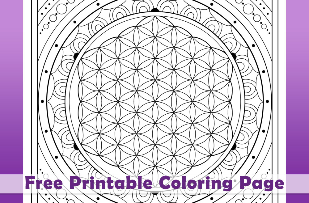 Sacred geometry flower of life coloring page m