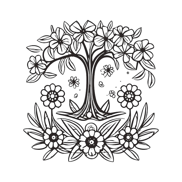 Premium vector flower coloring page vector flower line art white background cute flowers printable coloring page