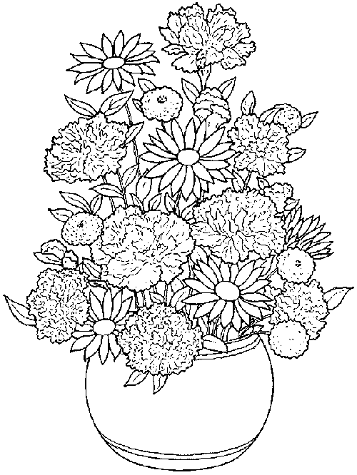 Flower pot coloring pages