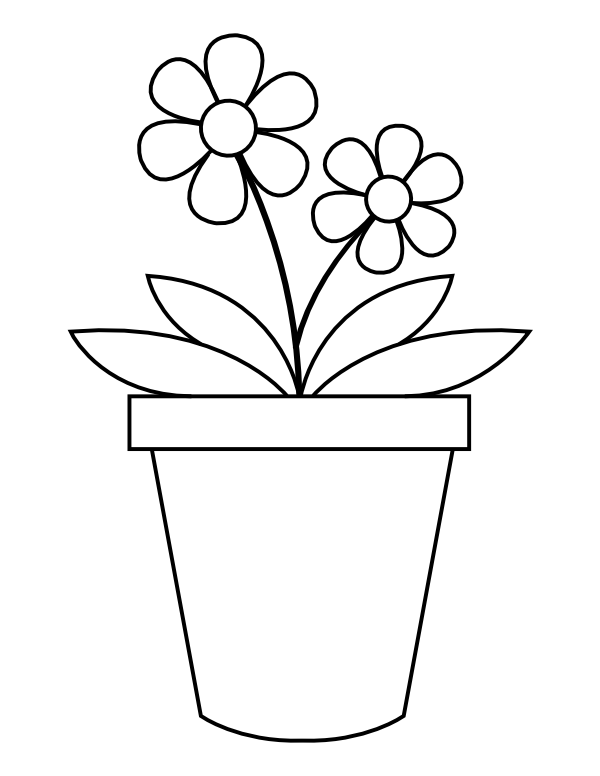 Printable flowers in pot coloring page