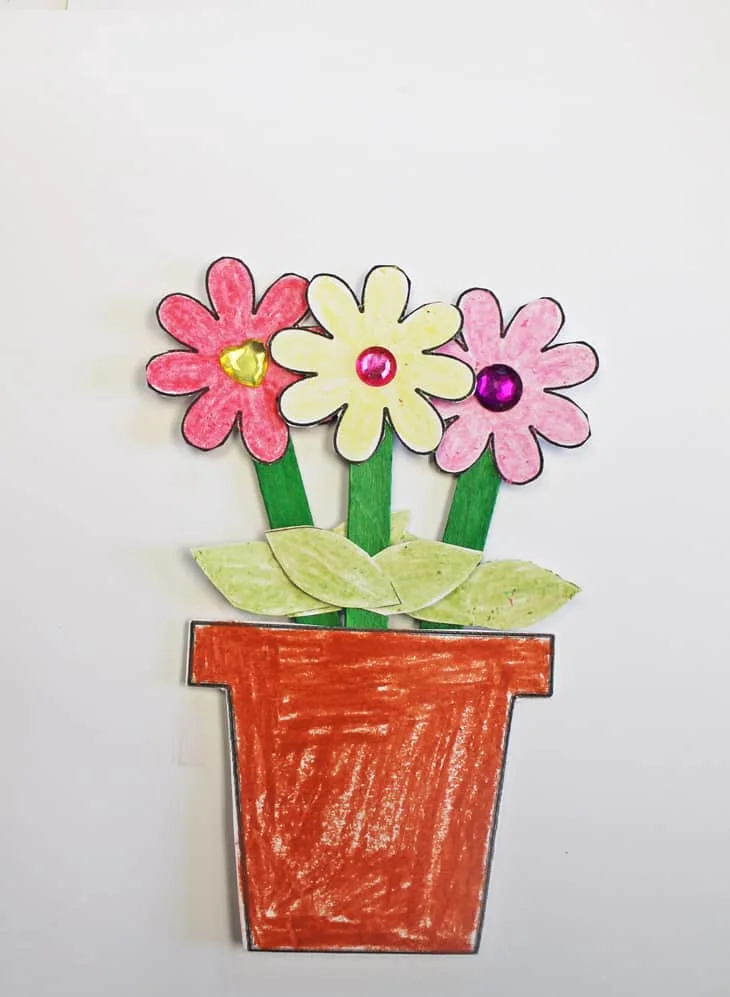 Easy printable flower craft for kids