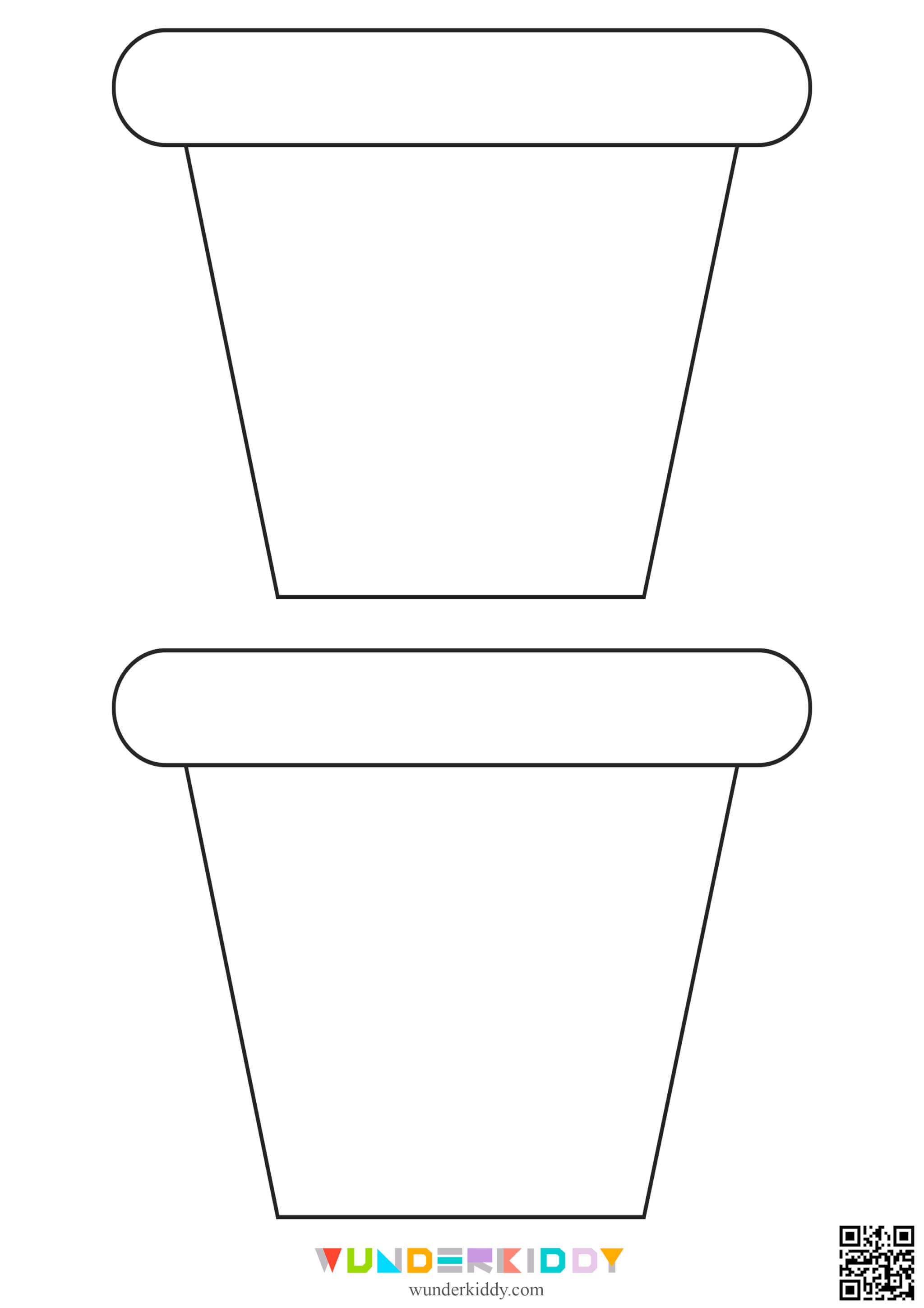 Free printable flower pot paper craft template for children