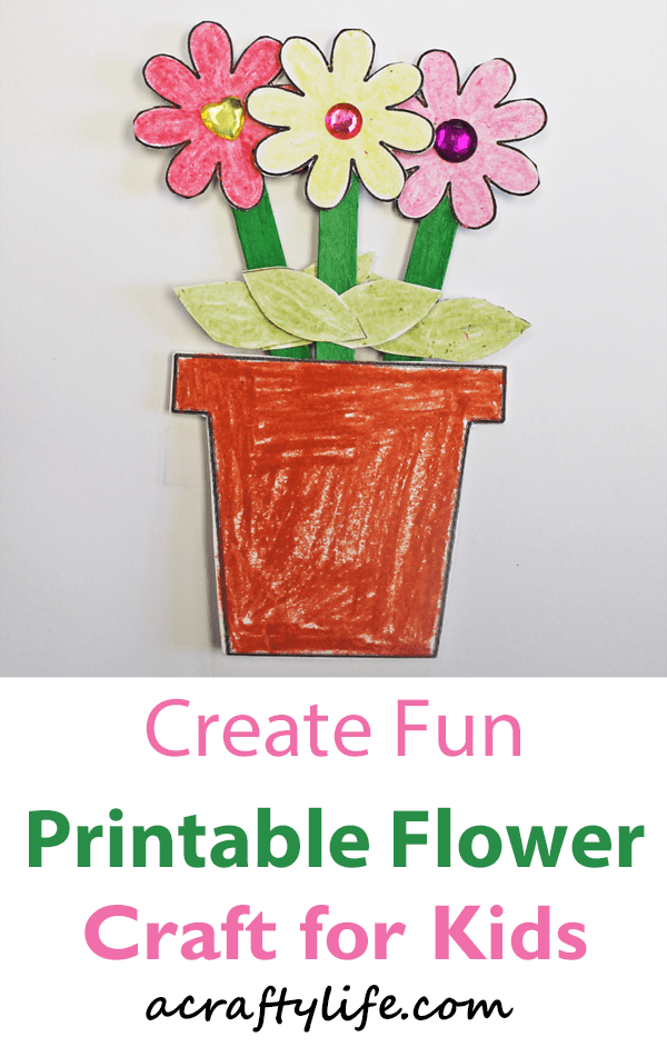 Easy printable flower craft for kids