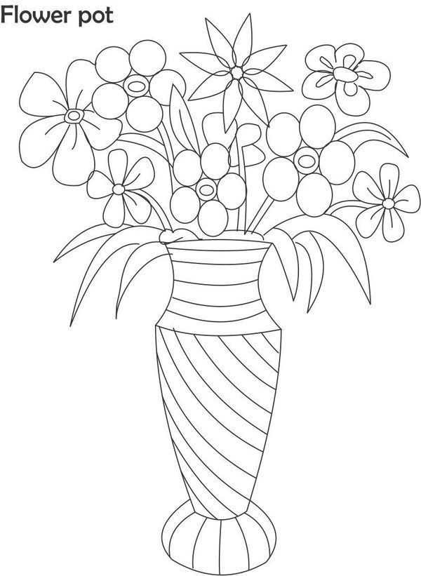 Flower pot coloring pages