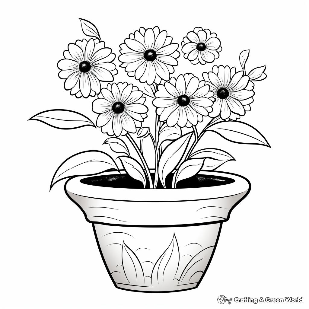 Flower pot coloring pages