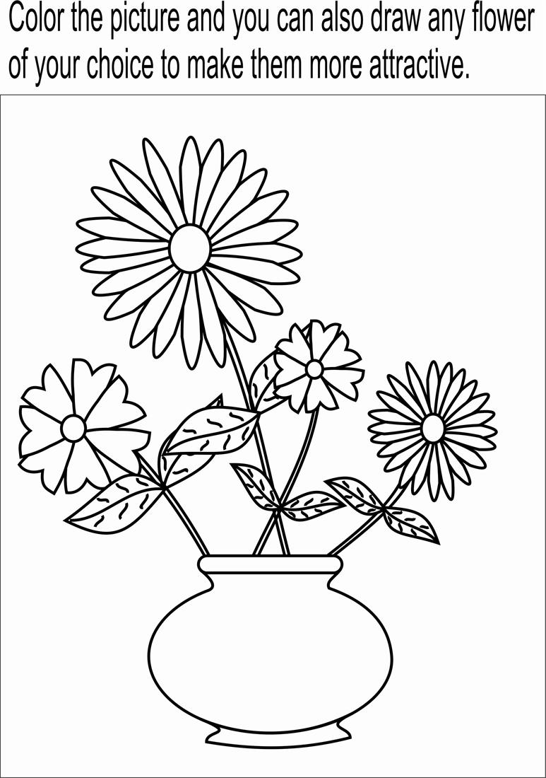 Flower pot coloring page printable for kids