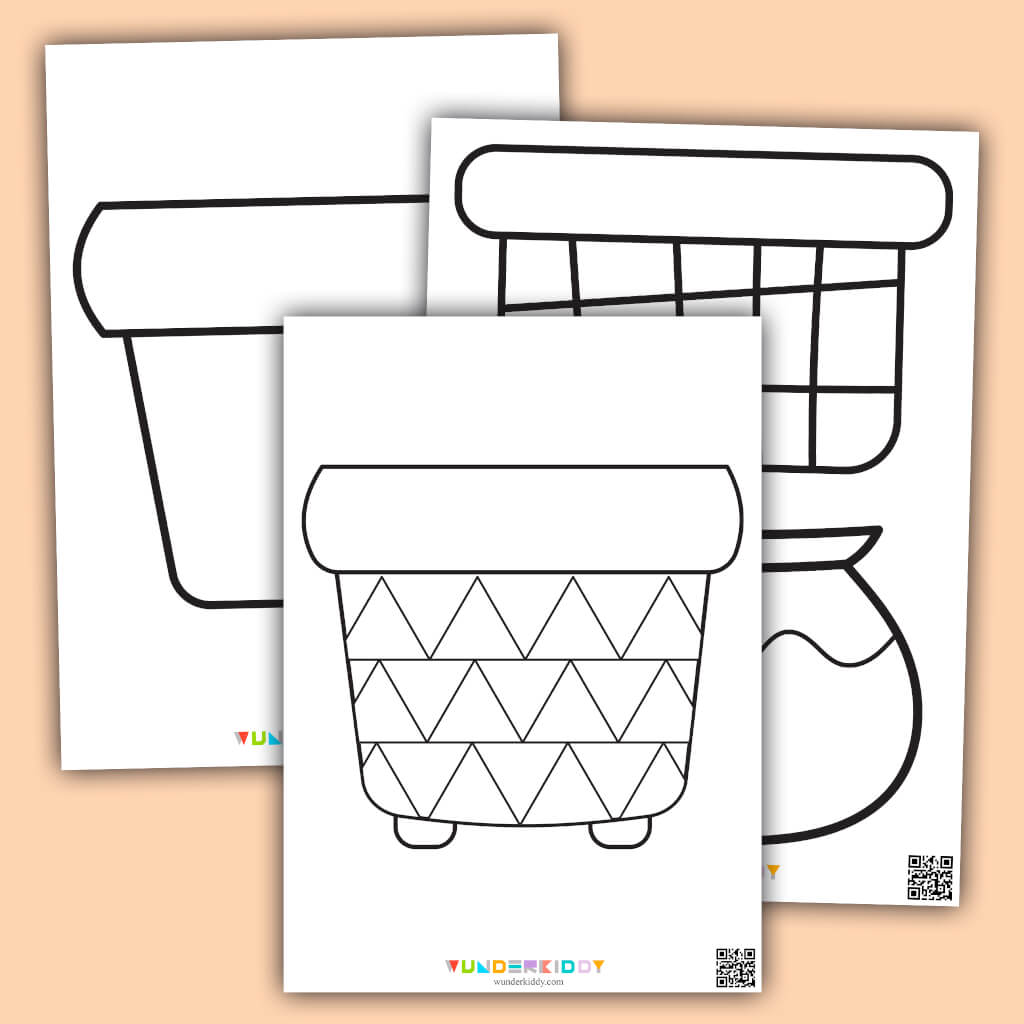 Printable template flower pot for mothers day crafts for kids