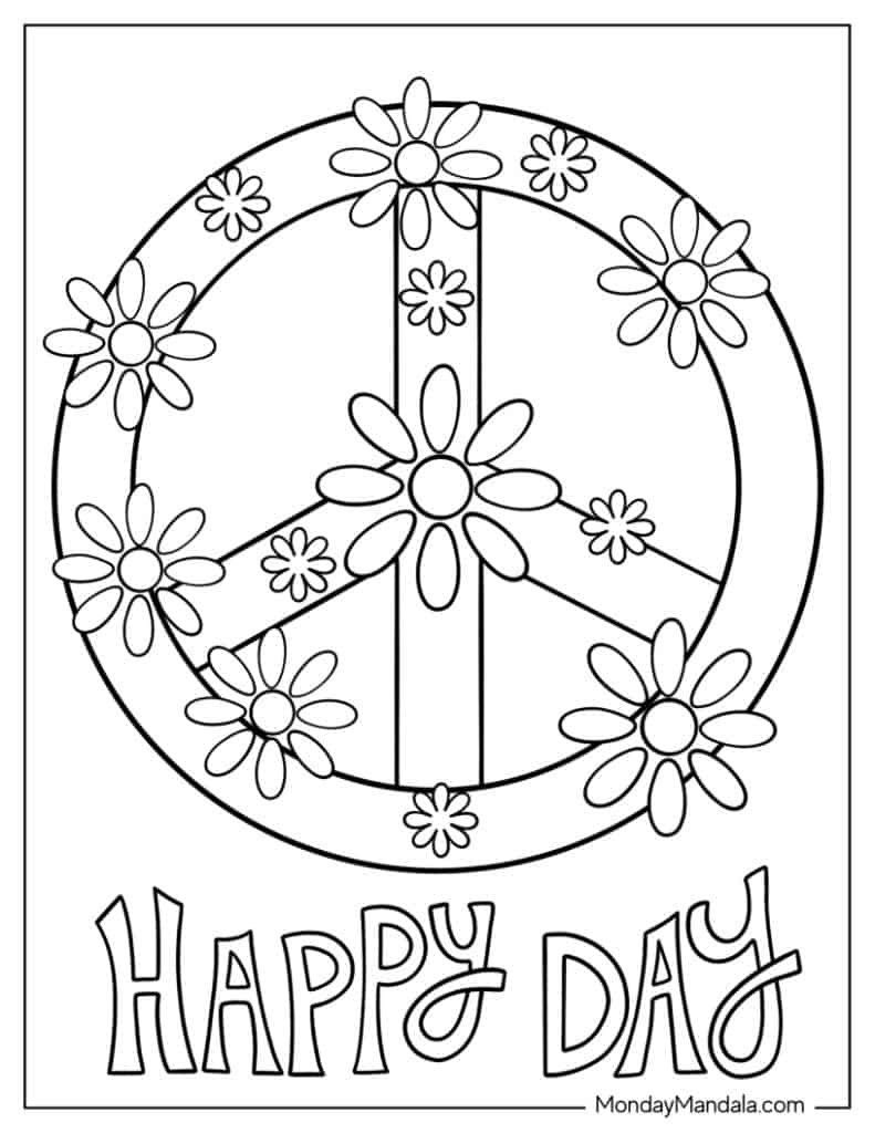 Peace coloring pages free pdf printables