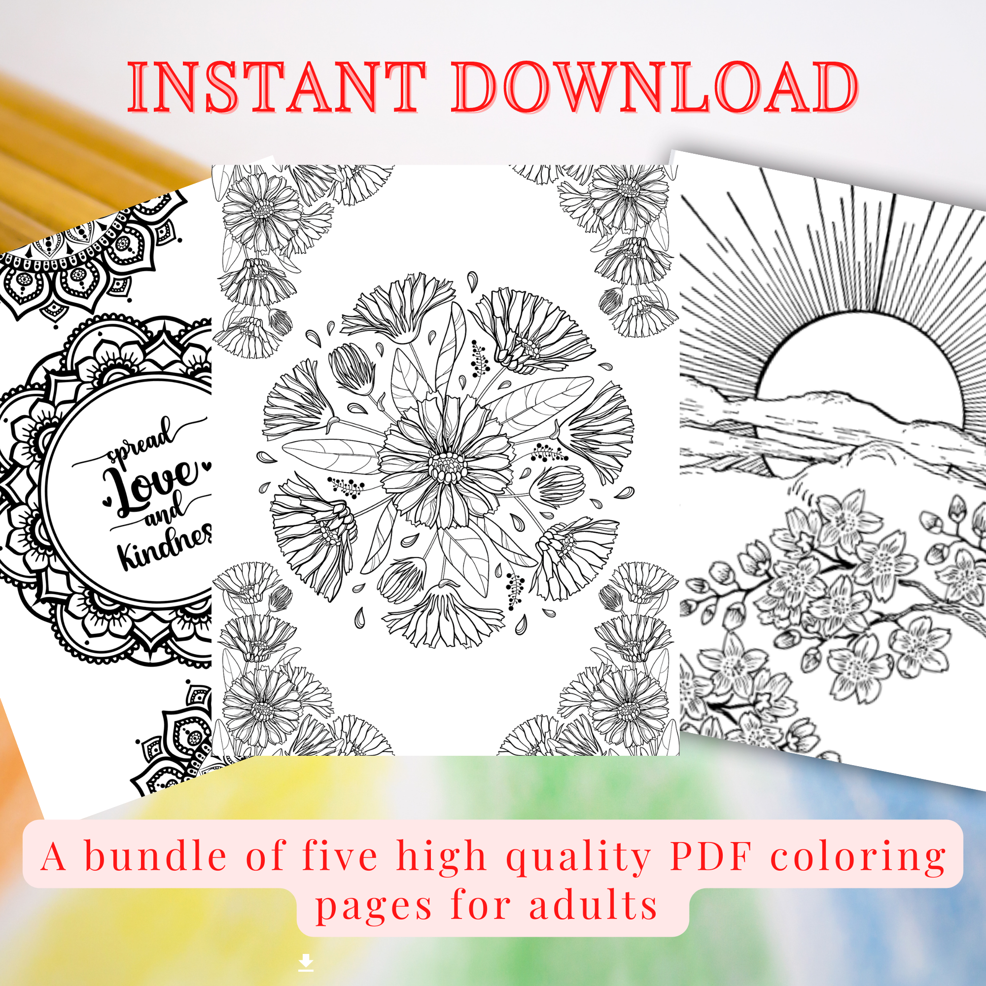 Five coloring pages