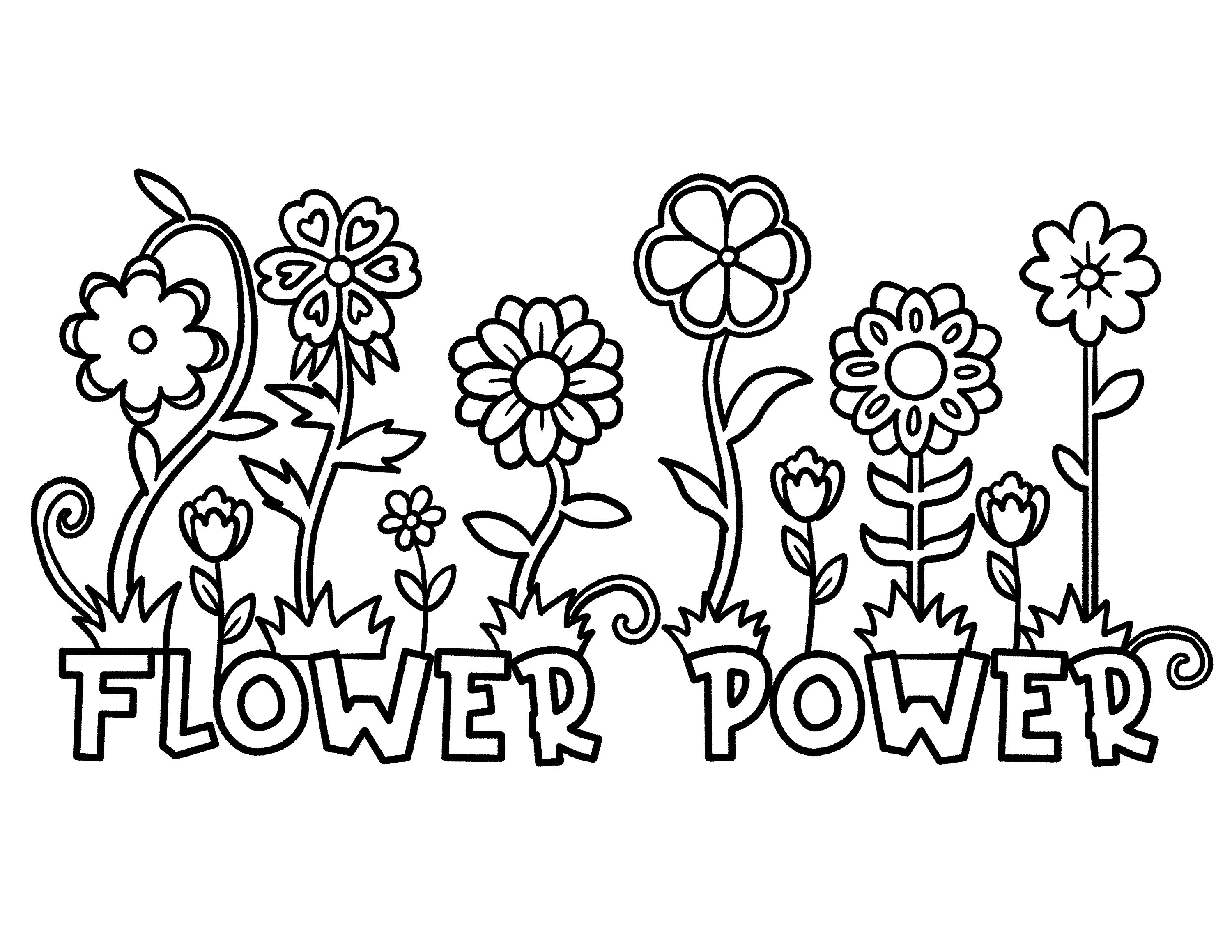 Printable flower power flower coloring page digital download beautiful flowers printable nature lovers spring coloring pdf