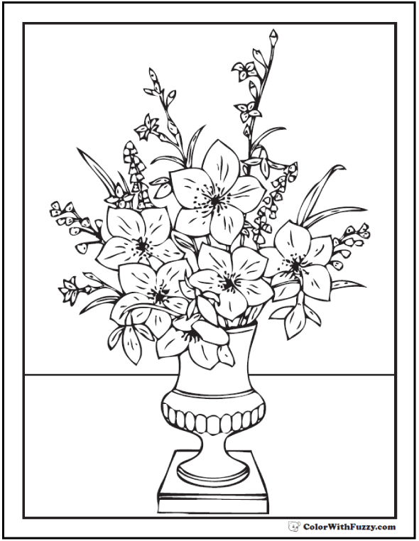 Flower coloring pages â tulips roses lilies daisies bouquets