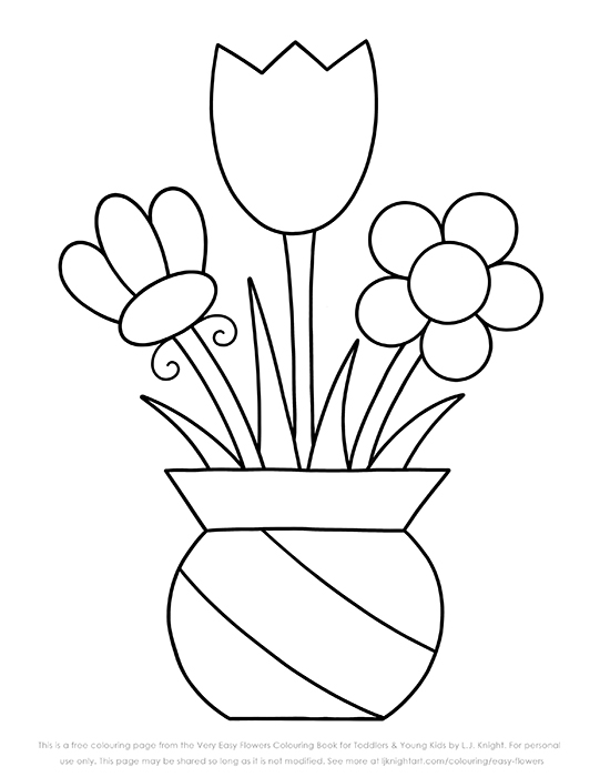 Free very easy flowers colouring page lj knight art