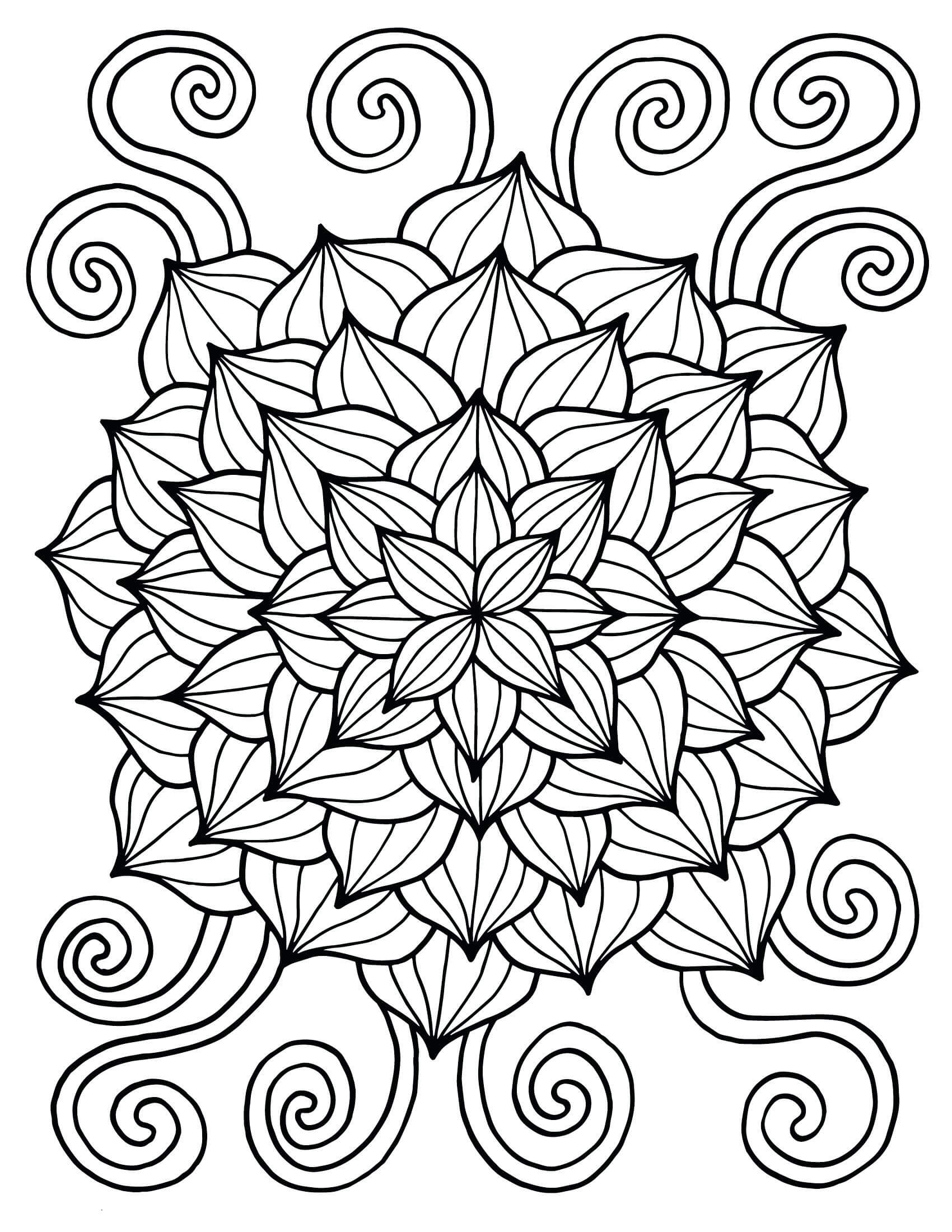 Flower mandala for spring coloring page