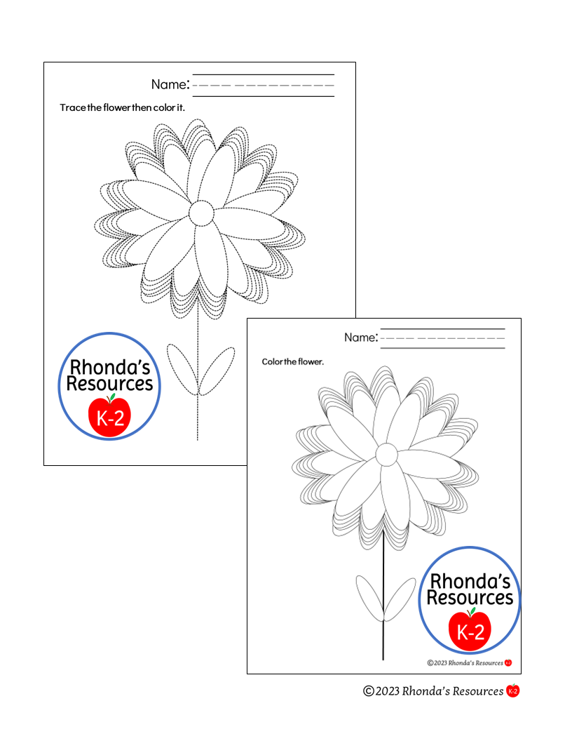 Spring flowers to trace and color made by teachers