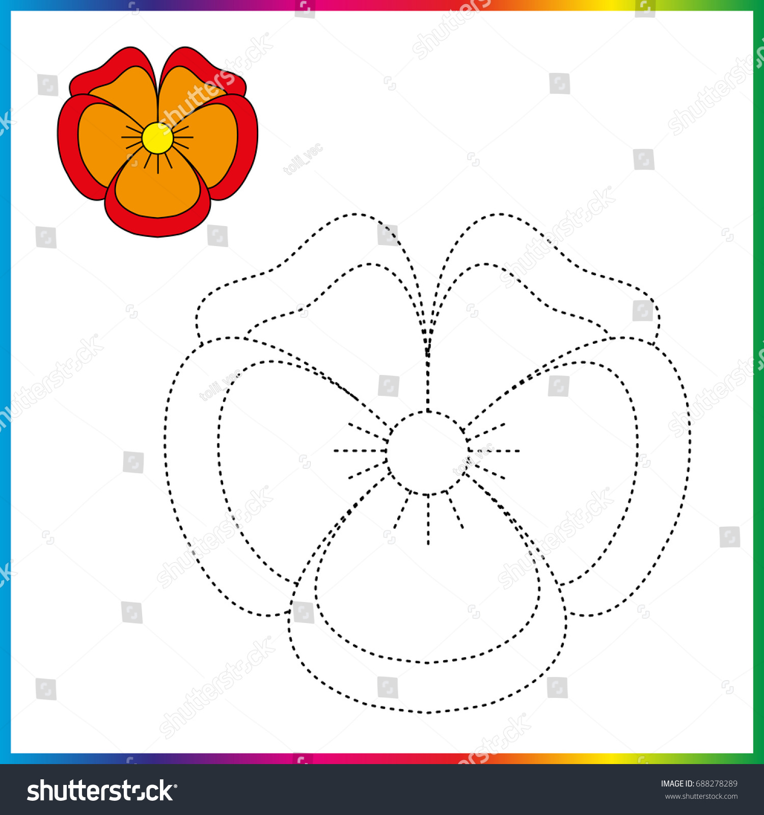 Pansies flowers connect dots coloring page stock vector royalty free