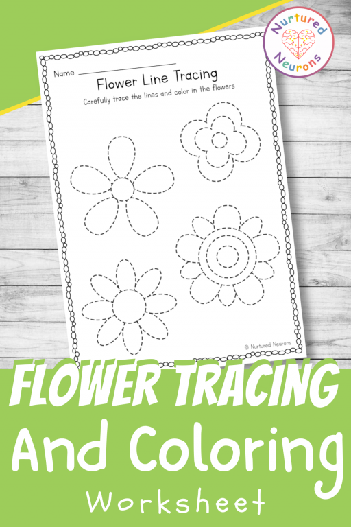 Simple flower tracing and coloring sheet preschool printable