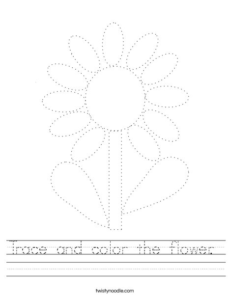 Trace and color the flower worksheet