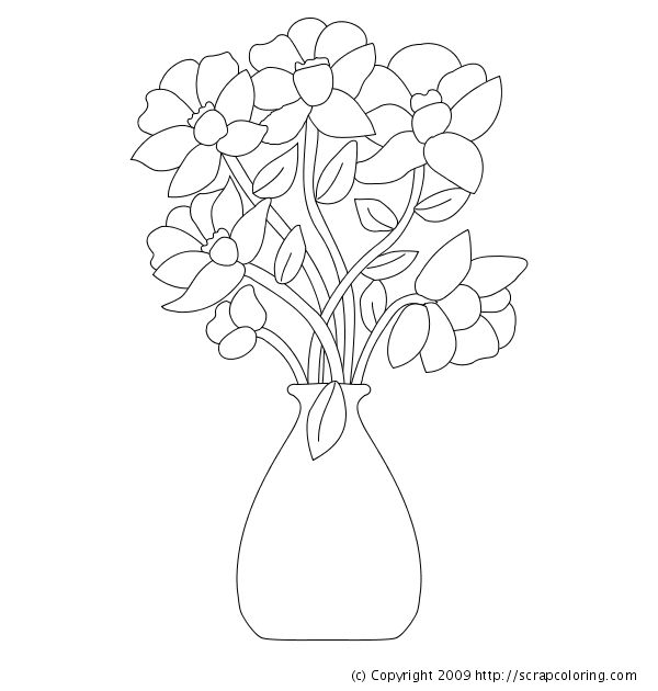 Flowers in vase coloring page flower coloring pages printable flower coloring pages flower coloring sheets