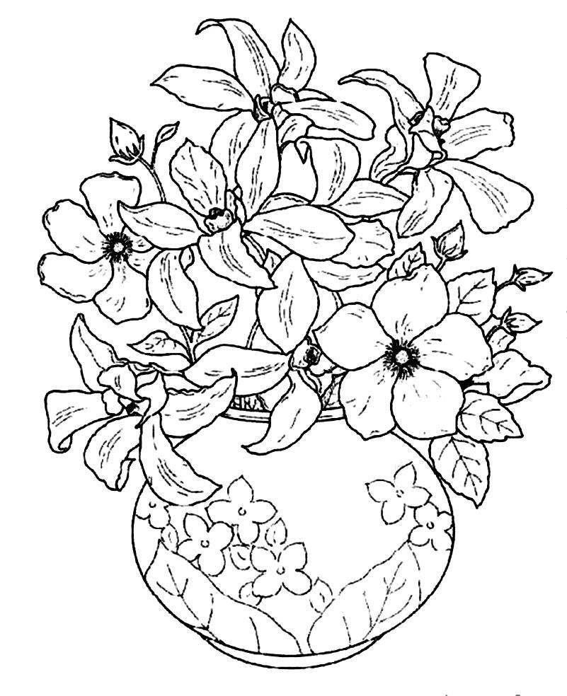 Beautiful flower vase printable flower coloring pages designs coloring books flower coloring sheets