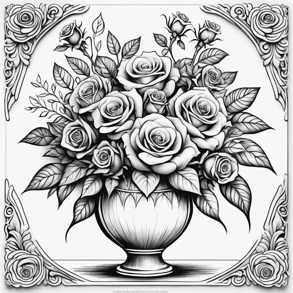 Coloring book template roses