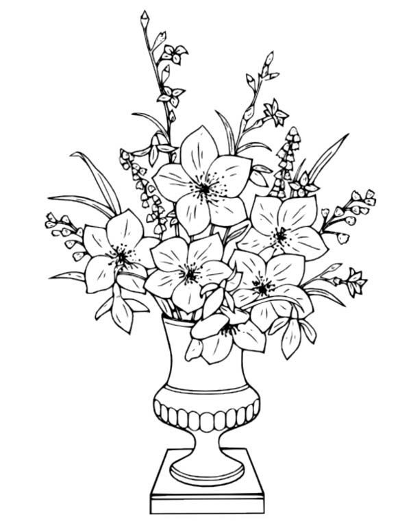 Flower bouquet in vase coloring page color luna pãginas para colorear de flores florero dibujo dibujos de flores