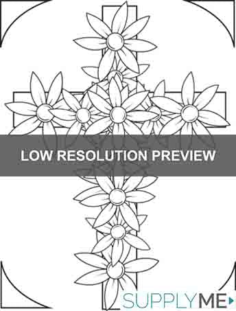 Printable cross with flowers coloring page for kids â