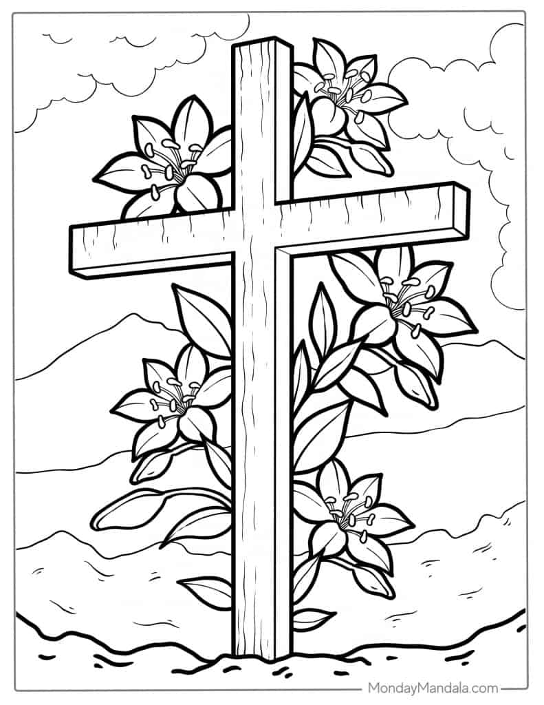 Cross coloring pages free pdf printables