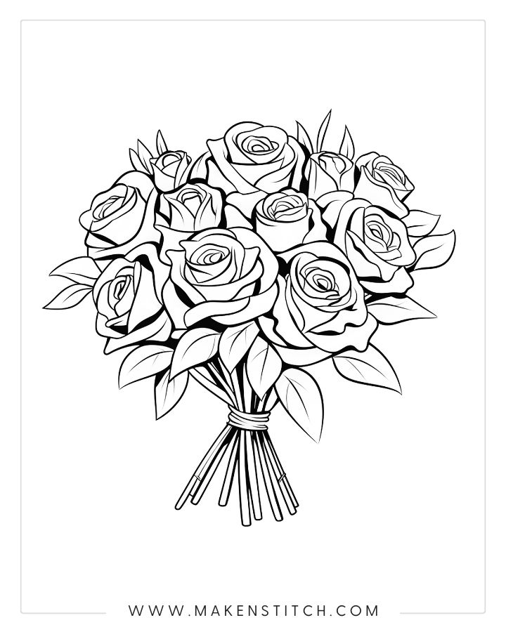 Roses coloring pages for kids and adults