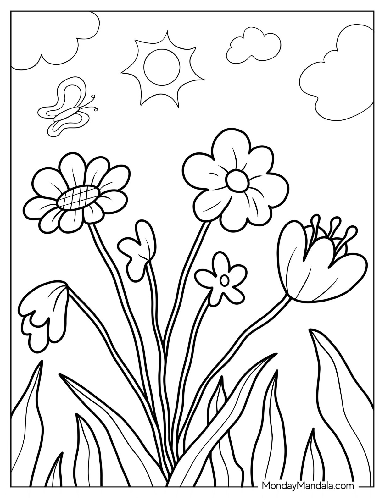 Flower coloring pages free pdf printables