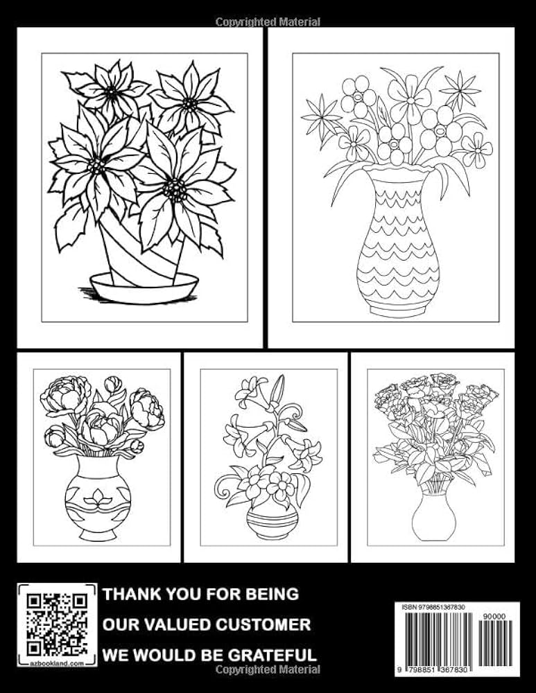 Flowers in vase coloring book stunning coloring pages featuring difficult details have fun with our designs house ted books