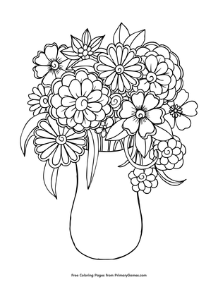 Flowers in a vase coloring page â free printable pdf from