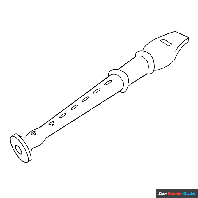 Flute coloring page easy drawing guides