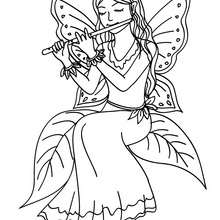 Fairy playing flute coloring pages